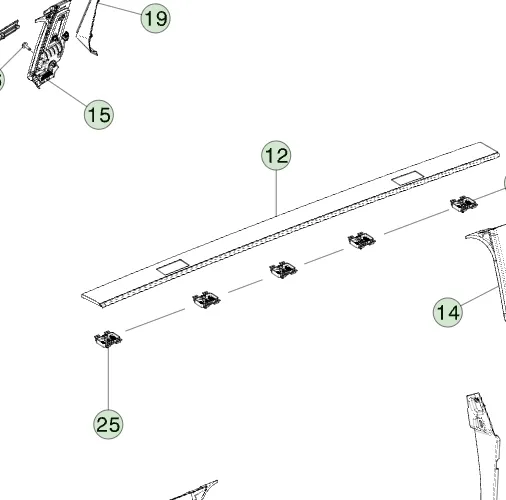 1974670-00-A Ліва декоративна накладка даху (без дверцят багажної системи) ROOF APPLIQUE – (WITHOUT RACK DOORS) – LEFT HAND