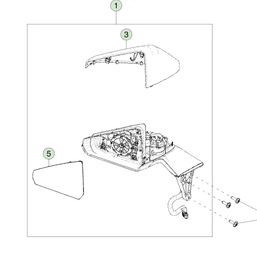 2037460-00-B Вузол (збірка) зовнішнього дзеркала — лівий бік EXTERIOR MIRROR ASSEMBLY – LEFT HAND