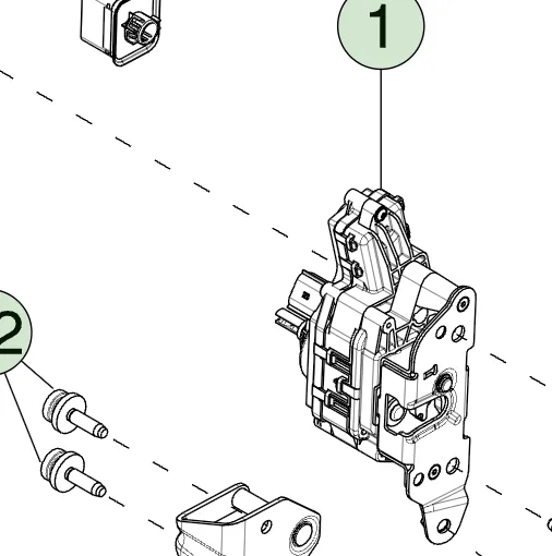 1857040-00-A Замок із довтягуванням заднього борту ліва сторона TAILGATE CINCHING LATCH – LEFT HAND