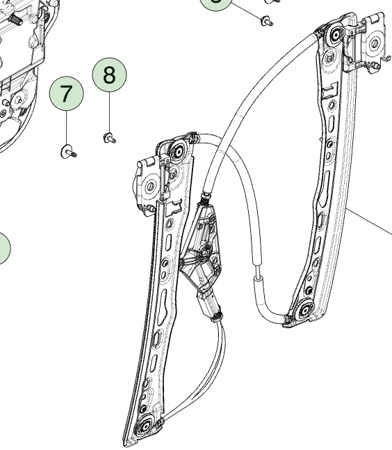 1873120-00-B Механізм склопідйомника передніх лівих дверей WINDOW REGULATOR MECHANISM – FRONT – LEFT HAND