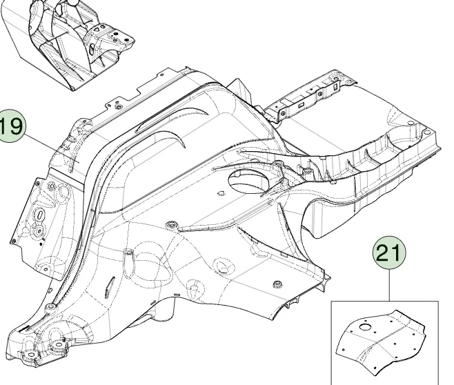 2128749-ST-A Збірка правої половини задньої нижньої секції кузова ASSEMBLY – REAR UNDER BODY HALF SECTION – RIGHT HAND