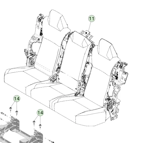 4098870-T1-A Комплектне сидіння другого ряду (повна збірка) SECOND ROW – FULL SEAT ASSEMBLY