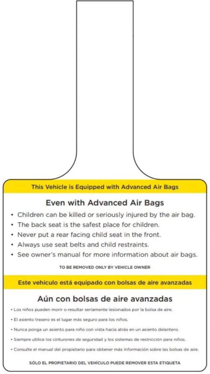 1463441-00-A Етикетка з попередженням про подушку безпеки LABEL- AIR BAG WARNING