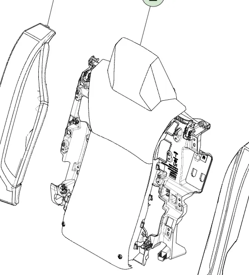 4098873-T1-A Збірка спинки сидіння другого ряду — права сторона SECOND ROW SEAT BACK ASSEMBLY – RIGHT HAND