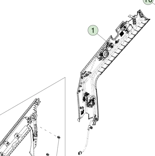 1905519-90-E Оздоблення верхньої частини передньої правої стійки (A-подібної) A-PILLAR UPPER TRIM RIGHT