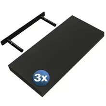 Wandregal Schweberegal 50cm 3er-Set Schwarz + Halterung Wandregal Schweberegal 50cm 3er-Set Schwarz + Halterung