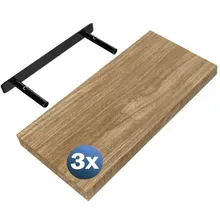 Wandregal Schweberegal 50cm 3er-Set Eiche + Halterung Wandregal Schweberegal 50cm 3er-Set Eiche + Halterung