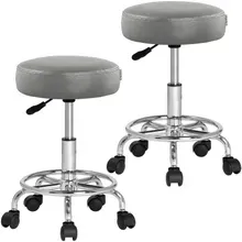 Rollhocker 2er-Set Kunstleder Grau 360° drehbar Rollhocker 2er-Set Kunstleder Grau 360° drehbar