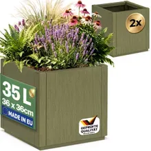 Blumentopf Ethica 2er-Set Olivgrün Kunststoff 36x36x35cm Blumentopf Ethica 2er-Set Olivgrün Kunststoff 36x36x35cm