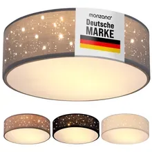 monzana® Deckenlampe Grau Stoff Ø38cm Sternenhimmel monzana® Deckenlampe Grau Stoff Ø38cm Sternenhimmel