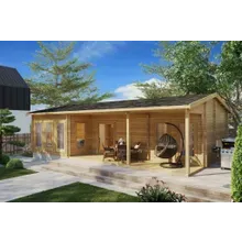Blockhaus mit Terrasse “Hansa Holiday C” 11x6m | Blockhaus als Ferienhaus kaufen | Großes Gartenhaus aus Holz Blockhaus mit Terrasse “Hansa Holiday C” 11x6m | Blockhaus als Ferienhaus kaufen | Großes Gartenhaus aus Holz