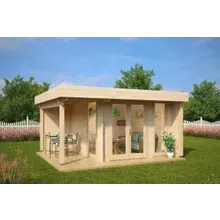 Gartenhaus “Mini Hansa Lounge” 4x4m | Kleines zeitgenössisches Gartenbüro Mini Hansa Lounge | Fertiges Blockhaus-Gartenbüro Gartenhaus “Mini Hansa Lounge” 4x4m | Kleines zeitgenössisches Gartenbüro Mini Hansa Lounge | Fertiges Blockhaus-Gartenbüro