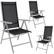 Casaria® Gartenstuhl Bern 3er-Set Silber Casaria® Gartenstuhl Bern 3er-Set Silber