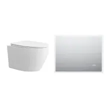 HOROW UG09R Wand-WC aus Keramik mit Soft-Close-Sitz & Superspin-Spülung - WC & Spiegel Set HOROW UG09R Wand-WC aus Keramik mit Soft-Close-Sitz & Superspin-Spülung - WC & Spiegel Set