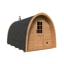 Kleine Sauna Pod 2x4m | Kleine runde Sauna kaufen | Saunafass aus Holz | Fasssauna mit Holzofen oder Elektroofen Kleine Sauna Pod 2x4m | Kleine runde Sauna kaufen | Saunafass aus Holz | Fasssauna mit Holzofen oder Elektroofen