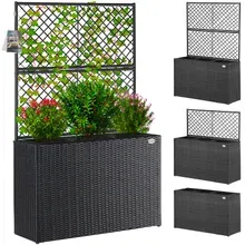 Casaria® Polyrattan Blumenkasten mit Rankgitter Schwarz Casaria® Polyrattan Blumenkasten mit Rankgitter Schwarz