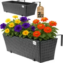 Casaria® Polyrattan Blumenkasten 2er-Set Schwarz Casaria® Polyrattan Blumenkasten 2er-Set Schwarz