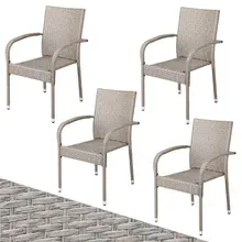 Casaria® Polyrattan Stapelstuhl Comfort 4er-Set Creme Casaria® Polyrattan Stapelstuhl Comfort 4er-Set Creme