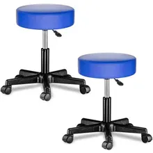 Casaria® Rollhocker Kunstleder 2er-Set Blau 360° drehbar Casaria® Rollhocker Kunstleder 2er-Set Blau 360° drehbar