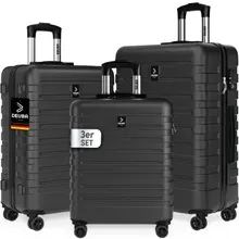 Hartschalenkoffer New York Set 3-tlg Schwarz Rollen 360º ABS Hartschalenkoffer New York Set 3-tlg Schwarz Rollen 360º ABS
