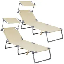 Gartenliege Hawaii 2er-Set Beige Alu 190x60x30cm Gartenliege Hawaii 2er-Set Beige Alu 190x60x30cm