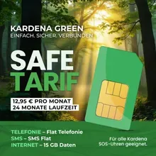 Kardena Green Safe – SIM mit 15 GB & Allnet-Flat für SOS-Uhren Kardena Green Safe – SIM mit 15 GB & Allnet-Flat für SOS-Uhren
