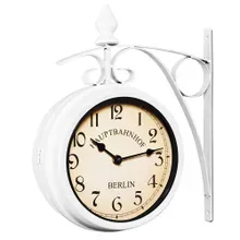 Retrolook Bahnhofsuhr Weiß zweiseitig Retrolook Bahnhofsuhr Weiß zweiseitig