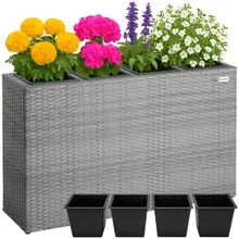 Casaria® Polyrattan Blumentopf Grau 95x27x60cm Casaria® Polyrattan Blumentopf Grau 95x27x60cm