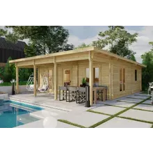 Blockhaus mit zwei Schlafzimmern “Holiday R” 8x8m | Blockhaus mit Schlafzimmern | Blockbohlenhaus aus Holz | Holzhaus im Garten Blockhaus mit zwei Schlafzimmern “Holiday R” 8x8m | Blockhaus mit Schlafzimmern | Blockbohlenhaus aus Holz | Holzhaus im Garten