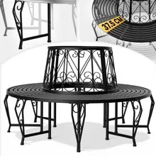 Casaria® Baumbank Bree Schwarz Metall Ø160cm Casaria® Baumbank Bree Schwarz Metall Ø160cm
