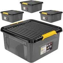 monzana® Aufbewahrungsbox 4er-Set Grau/Anthrazit 39x39x16cm stapelbar monzana® Aufbewahrungsbox 4er-Set Grau/Anthrazit 39x39x16cm stapelbar