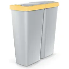 Mülleimer Duo Grau/Gelb 50L 55x25x57cm Mülleimer Duo Grau/Gelb 50L 55x25x57cm
