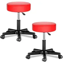 Casaria® Rollhocker Kunstleder 2er-Set Rot 360° drehbar Casaria® Rollhocker Kunstleder 2er-Set Rot 360° drehbar