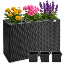 Casaria® Polyrattan Blumentopf Schwarz 83x30,5x60cm Casaria® Polyrattan Blumentopf Schwarz 83x30,5x60cm