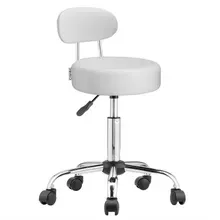 Rollhocker Weiß 360° drehbar mit Rückenlehne Rollhocker Weiß 360° drehbar mit Rückenlehne