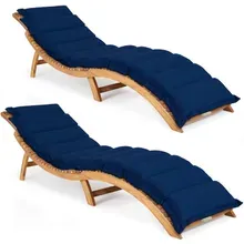 Casaria® Faltbare Gartenliege 2er-Set Akazie FSC®-zertifiziert inkl Auflage Blau Casaria® Faltbare Gartenliege 2er-Set Akazie FSC®-zertifiziert inkl Auflage Blau