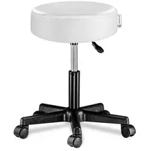 Rollhocker Kunstleder Weiß 360° drehbar Rollhocker Kunstleder Weiß 360° drehbar