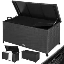 Casaria® Gartenbox Polyrattan Schwarz 117x53x60cm mit Griffen & Rollen Casaria® Gartenbox Polyrattan Schwarz 117x53x60cm mit Griffen & Rollen