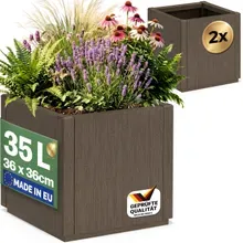Blumentopf Ethica 2er-Set Braun Kunststoff 36x36x35cm Blumentopf Ethica 2er-Set Braun Kunststoff 36x36x35cm