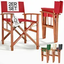 Regiestuhl Rot 2er-Set Eukalyptusholz FSC®-zertifiziert Klappbar Gartenstuhl bis 160kg Regiestuhl Rot 2er-Set Eukalyptusholz FSC®-zertifiziert Klappbar Gartenstuhl bis 160kg