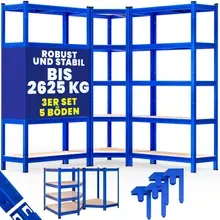 monzana® Schwerlast- und Eckregal 3er-Set Blau je 875kg monzana® Schwerlast- und Eckregal 3er-Set Blau je 875kg