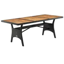 Polyrattan Gartentisch Takeo Schwarz 190x90x74cm Akazie Polyrattan Gartentisch Takeo Schwarz 190x90x74cm Akazie