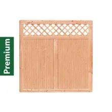 Premium Douglasie Sichtschutzzaun Holz, 178,5 cm (B) x 178,5 cm (H), Senkrechtfüllung mit Mittelsträbe und waagerechtem Gittereinsatz - natur Premium Douglasie Sichtschutzzaun Holz, 178,5 cm (B) x 178,5 cm (H), Senkrechtfüllung mit Mittelsträbe und waagerechtem Gittereinsatz - natur