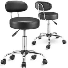 Rollhocker 2er-Set Schwarz 360° drehbar mit Rückenlehne Rollhocker 2er-Set Schwarz 360° drehbar mit Rückenlehne
