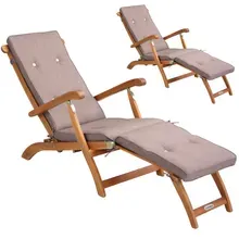 Gartenliege Queen Mary® 2er-Set Akazie FSC®-zertifiziert inkl Auflage Creme meliert Gartenliege Queen Mary® 2er-Set Akazie FSC®-zertifiziert inkl Auflage Creme meliert