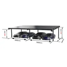 Carport Modular, Aluminium mit Solardach für 4 PKW, beidseitig Glasmodule, Modulleistung 460 W, 30 Module pro Carport, Caportmaße 11200 mm (B) x 3460 mm (T) x 3850 mm (H) Carport Modular, Aluminium mit Solardach für 4 PKW, beidseitig Glasmodule, Modulleistung 460 W, 30 Module pro Carport, Caportmaße 11200 mm (B) x 3460 mm (T) x 3850 mm (H)