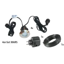 Komplettset Einbauleuchte MARS - 4er Set = 4 x Mars + Kabel 10 m + Trafo Komplettset Einbauleuchte MARS - 4er Set = 4 x Mars + Kabel 10 m + Trafo