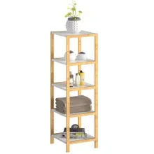 Casaria® Standregal Bambus Weiß 140x33x34cm Casaria® Standregal Bambus Weiß 140x33x34cm