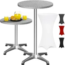 Casaria® Stehtisch Silber 115x60cm + Stehtischhusse Weiß Ø60cm Casaria® Stehtisch Silber 115x60cm + Stehtischhusse Weiß Ø60cm