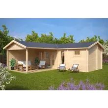 Gartenhaus mit Sauna und Terrasse “Hansa B” 7x7m | Gartenhaus mit Sauna | 3x7m großes Gartenhaus mit Anbau Gartenhaus mit Sauna und Terrasse “Hansa B” 7x7m | Gartenhaus mit Sauna | 3x7m großes Gartenhaus mit Anbau